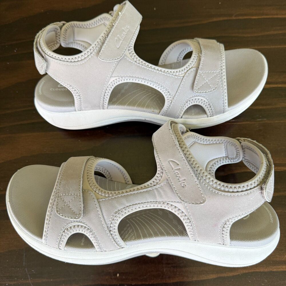 Clarks Womens Mira Bay Stone Casual-Style Sandals Size 10